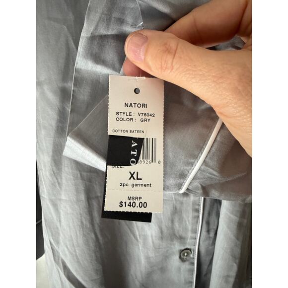 NWT Natori 100% Cotton Sateen Gray Pajama Set XL - Picture 5 of 6